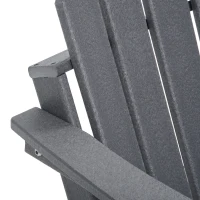 Outsunny 3 Piece Adirondack Chair Set of 2, HDPE Folding Fire Pit Chairs and Patio Side Table, Outdoor Furniture with Slatted Seat, High Backrest, Armrests, Dark Gray(m-9)