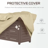 Outsunny 42 Inch Outdoor Propane Gas Fire Pit Table, 50,000 BTU Auto-Ignition Rectangular Gas Firepit with Slat Tabletop, Lid, Lava Rocks, Rain Cover, CSA Certification, Brown(m-6)