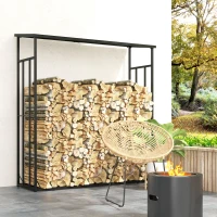 Outsunny 6ft Outdoor Firewood Rack with Cover and Polycarbonate Roof, 4400 lbs Load Wood Storage Holder, Outdoor Log Rack(m-8)