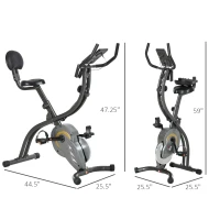 Soozier Folding Exercise Bike with Arm Workout Bands, Magnetic Resistance Foldable Stationary Bike with Phone Holder(m-3)