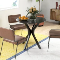 HOMCOM 31" Round Dining Table, Modern Dining Room Table with Steel Curved Legs, Space Saving Small Kitchen Table, Black(m-6)