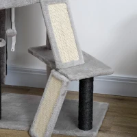PawHut 47" Cat Tree for Indoor Cats, Kitty Activity Center, Cat Tower with Cat Ear Bed Ramp Condo Hammock Hanging Ball Toys Sisal Rope Scratching Post, Light Grey(m-9)