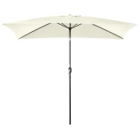 Outsunny 6.5x10ft Rectangle Aluminum Tilt Patio Umbrella, Garden Market Parasol, Outdoor Sunshade Canopy with Crank, Cream White(m-9)