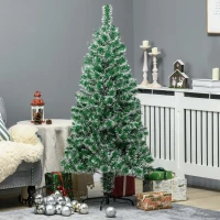 HOMCOM 6FT Indoor Christmas Tree Artificial Decoration Xmas Gift with Metal Stand 375 Tips(m-8)