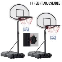 HOMCOM 51"-64" Height Adjustable Basketball System Poolside Hoop Stand Portable with Wheels(m-8)