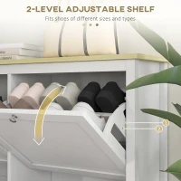 HOMCOM Entryway Shoe Storage Cabinet with 4 Flip Drawers, Adjustable Shelves, Narrow Shoe Cabinet for 20 Pairs of Shoes, White(m-5)