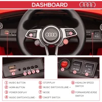 Aosom 6V Kids Electric Ride On Car, Licensed Audi TT RS with Suspension System and Remote Control, Horn, 5 Songs, Lights, MP3 Player, Red(m-7)