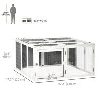 PawHut Rabbit Hutch with Openable Foldable Top, Door, for 1-4 Rabbits, for Outdoor, Backyard, Garden, Grey(m-3)