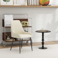 HOMCOM Upholstered Dining Chairs Diamond Tufted 300 lbs Capacity Set of 2 Kitchen Chairs Cream White(m-9)