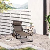 Outsunny Outdoor Folding Chaise Lounge, Reclining Lounge Chair with Adjustable Backrest and Removable Pillow, Brown(m-8)