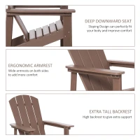 Outsunny Adirondack Chair, HDPE Fire Pit Chair, Weather Resistant Outdoor Chair for Patio, Garden, Backyard, Lawn, Brown(m-5)