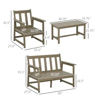Outsunny Patio Furniture Set HDPE Material, 45" x 27.5" x 31.5", Cream White(m-3)