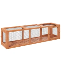 PawHut Outdoor Cat Tunnel with Extendable Design, 59" L Wooden Cat Run with Weather Protection, Connecting Inside and Outside, for Deck Patios, Balconies, Orange(m-1)