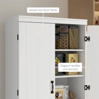 HOMCOM 70" 4-Door Storage Cabinet, Freestanding Pantry Cabinet with Adjustable Shelves for Living Room, White(m-7)