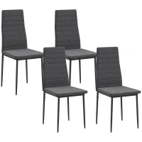 HOMCOM Modern Dining Chairs, Set of 4, High Back Upholstery and Metal Legs for the Living Room, Kitchen, Home Office, Grey(m-2)