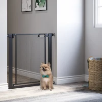 PawHut 29.5"-32.3" Metal Pet Gate, w/ Auto Closing Door, Double Locking, Dog Gate for Doorways, Stairs, Hallways, Indoor/Outdoor, Black(m-8)