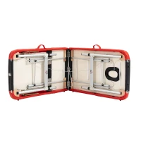 HOMCOM 85" 3 Section Foldable Massage Table Professional Salon Spa Facial Couch Bed (Black/Red)(m-9)