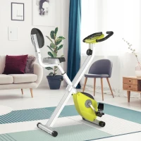 Soozier Foldable Upright Training Exercise Bike Indoor Stationary X Bike with 8 Levels of Magnetic Resistance for Aerobic Exercise, Yellow(m-10)