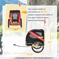 Aosom Dog Bike Trailer, Pet Wagon Bicycle Trailer with Easy Folding Cart Frame, 20" Large Rubber Wheels, 3 Entrances, Mesh Screen, Pet Bike Trailer for Off-Road & Travel, Red and Black(m-3)