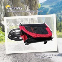 Aosom Elite II Dog Bike Trailer 2-In-1 Pet Stroller Cart Bicycle Wagon Cargo Carrier Attachment for Travel with Suspension and Storage Pockets, Red(m-6)