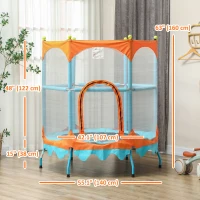 Qaba Trampoline for Kids, 4.6FT Mini Toddler Trampoline Indoor Outdoor with Handlebar, Safety Enclosure Net, Blue(m-3)