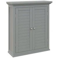 kleankin Over Toilet Storage Cabinet, Bathroom Wall Cabinet with Adjustable Shelf for Living Room and Entryway, Grey(m-11)