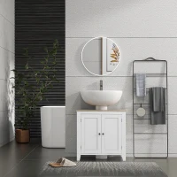 kleankin Bathroom Sink Vanity Unit, Under Sink Bathroom Cabinet with U-Shape Design and Adjustable Shelf, White(m-7)