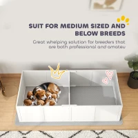 PawHut Whelping Box for Dogs and Puppies w/ Waterproof Pee Pad & Adjustable Door for Medium, Small Dogs, 77" x 38" x 19"(m-6)