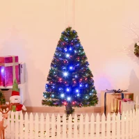 HOMCOM 4ft Prelit Artificial Optical Xmas Tree Spruce Hinged Full Tree(m-8)