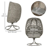 Outsunny Swivel Egg Chair Outdoor, Lounge Chair with Cushions and Foldable Basket Seat for Backyard, Garden and Living Room(m-3)