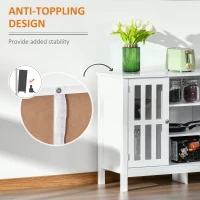 HOMCOM Sideboard, Buffet Cabinet, Coffee Bar Cabinet, Kitchen Cabinet with Storage Shelves, Slatted Framed Doors and Cable Management for Living Room, White(m-8)