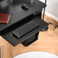 HOMCOM Computer Desk with Keyboard Tray, CPU Stand, Writing Desk with Drawers, Workstation for Home Office, Black(m-9)