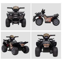 Aosom Kids ATV Four Wheeler  Ride on Car, Motorized Quad, 6V Battery Powered Electric Quad with Songs for 18-36 Months, Black(m-8)