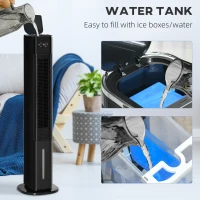 HOMCOM 42" Portable Evaporative Air Cooler, 3-In-1 Ice Cooling Fan Humidifier with Remote, Timer, Oscillating, LED Display, and 1.6 Gal Water Tank, Black(m-8)