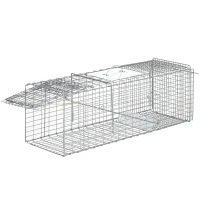 Outsunny One-Door Live Animal Trap, Animal-Friendly Humane Catch & Release Steel Cage for Rats, Mice, 36.6"  x 12.2" x 13.6"(m-11)
