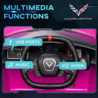 Qaba 12V Kids Electric Car Corvette Licensed w/ Remote Control, Suspension System, Music, Headlight, Slow Start, Pink(m-6)