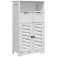 kleankin Bathroom Vanities with Louvred Doors, Medicine Cabinet, Bathroom Cupboard with Drawers and Open Shelf(m-11)