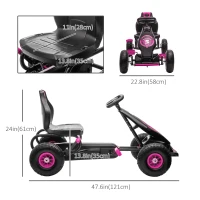 Aosom Pedal Go Kart w/ Adjustable Seat, Rubber Wheels Shock Absorb, Pink(m-3)
