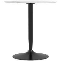 HOMCOM Modern Kitchen Table for 2 People, Round Dining Table with Steel Base for Living Room, Dining Room, White Marble(m-2)