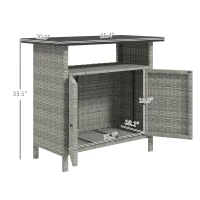 Outsunny Wicker Outdoor Storage Cabinet with Two Doors and Shelf for Outdoor Pool Towel Storage, Gray(m-3)