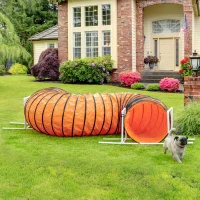 PawHut Dog Tunnel, 13 Foot Long, 24" Open Pet Agility Equipment with 2 Support Brackets, Carrying Bag, Orange(m-8)