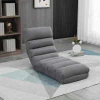 HOMCOM Folding Floor Chair with Back Support for Adult, 9-Position Lazy Sofa Chair with Adjustable Back, Backrest and Footrest for Reading, Gaming, Meditation, Soft Cushioned, Grey(m-8)