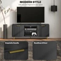 HOMCOM TV Stand with Storage for 55 Inch TV, Modern TV Cabinet with 2 Open Shelves and 2 Cabinets for Living Room, Black(m-4)