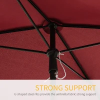 Outsunny 6.5x4ft Rectangle Patio Umbrella Aluminum Tilt Adjustable Garden Parasol Sun Shade Outdoor Canopy Wine Red(m-7)