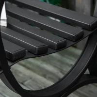 Outsunny 50" 2-Seater Outdoor Garden Bench Antique Loveseat with Armrest for Yard, Lawn, Porch, Patio, Steel/ Black(m-10)