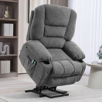 HOMCOM Power Lift Chair, Electric Recliner Chair with Vibration Massage, Heat, Side Pockets, Quick Assembly, Charcoal Gray(m-10)