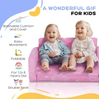 Qaba Couch with Glow in the Dark Cloud Pattern, Washable Cover, Pink(m-7)