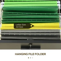 Vinsetto Mobile Printer Stand, Lateral File Cabinet with Lock, Filing Cabinet with Hanging Bars for Letter, A4 Size, Black(m-6)