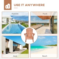 Outsunny Wooden Adirondack Rocking Muskoka Chair with Slatted Wooden Design, Fanned Back and Classic Rustic Style, Teak(m-7)