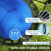 Qaba 39 inch Saucer Tree Swing Set for Kids with Adjustable Hanging Ropes for Outdoor, Backyard, Navy Blue(m-4)